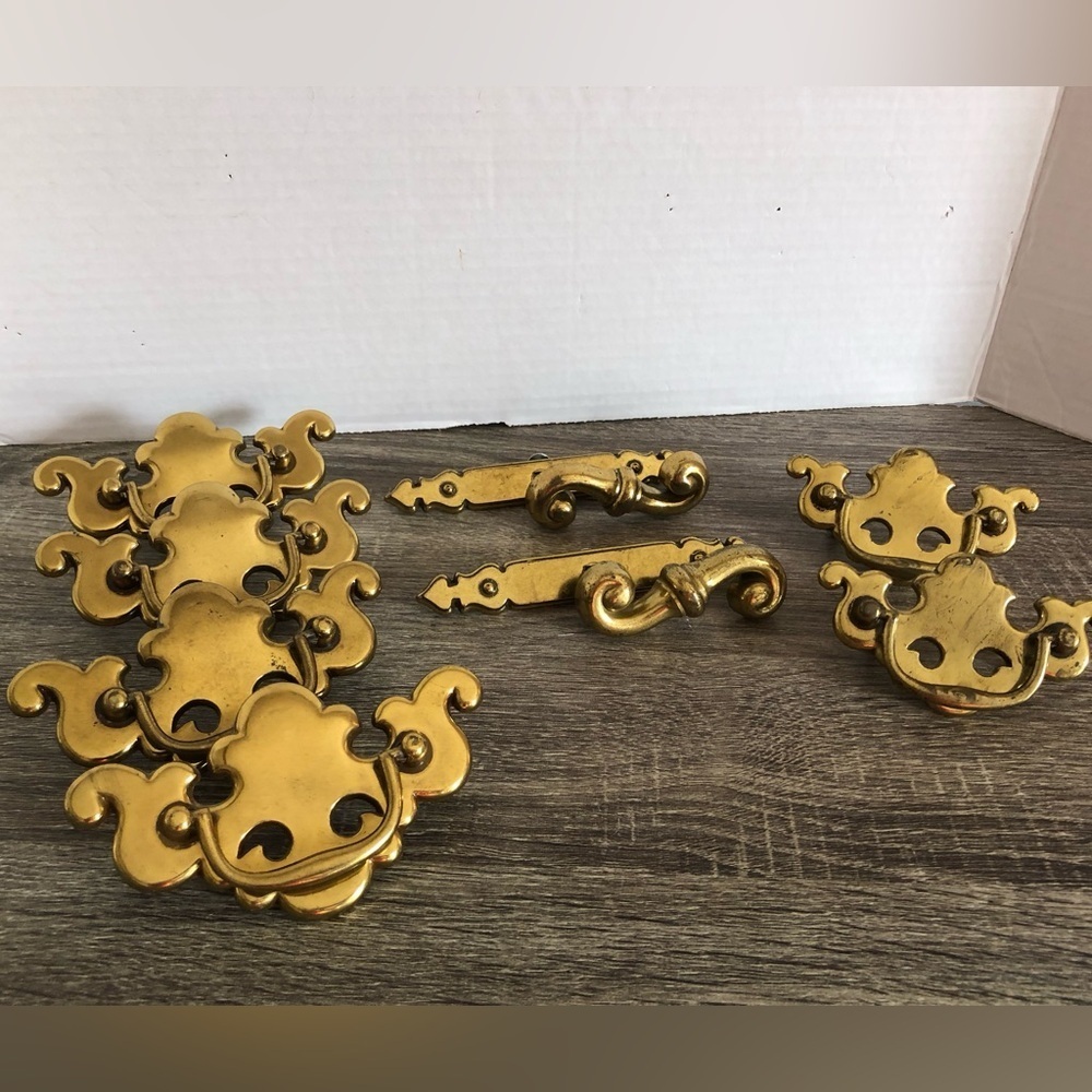 Vtg Brass Chippendale Cabinet Hardware